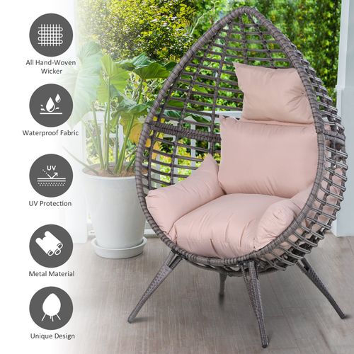 PE Rattan Outdoor Egg Chair w/ Cushion Grey