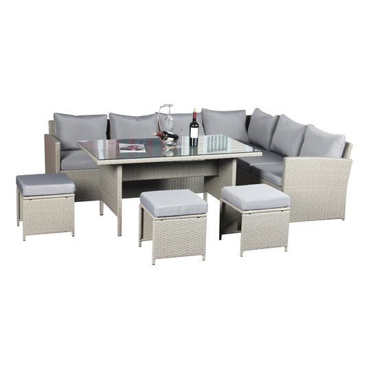 The Knutsford 9 Seat Corner Rattan Dining Set