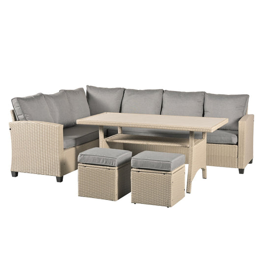 York 8 Seat Grey Rattan Corner Sofa Dining Set